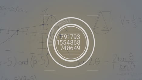 animación del procesamiento de datos digitales sobre fórmulas matemáticas