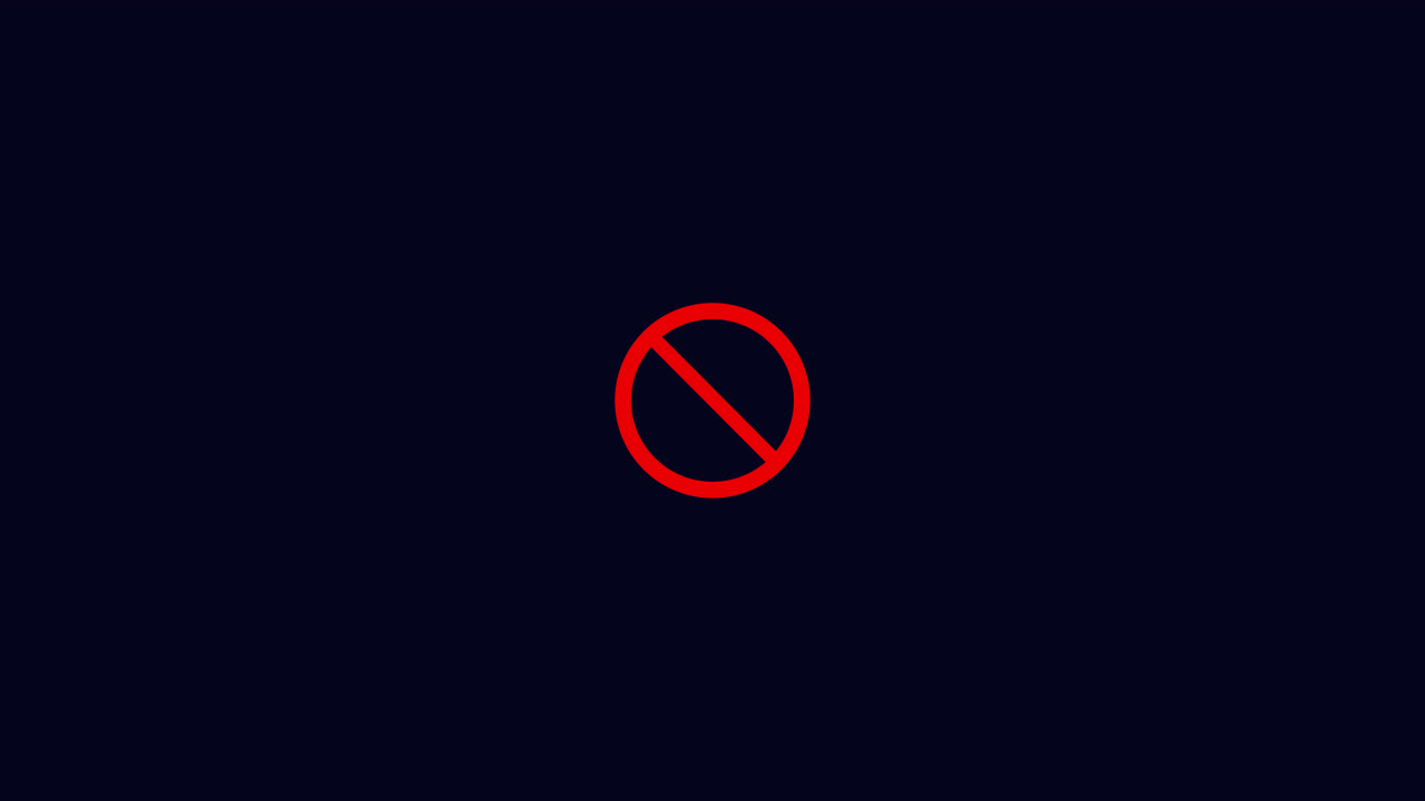 Animating Red Prohibition Sign on Dark Blue Background