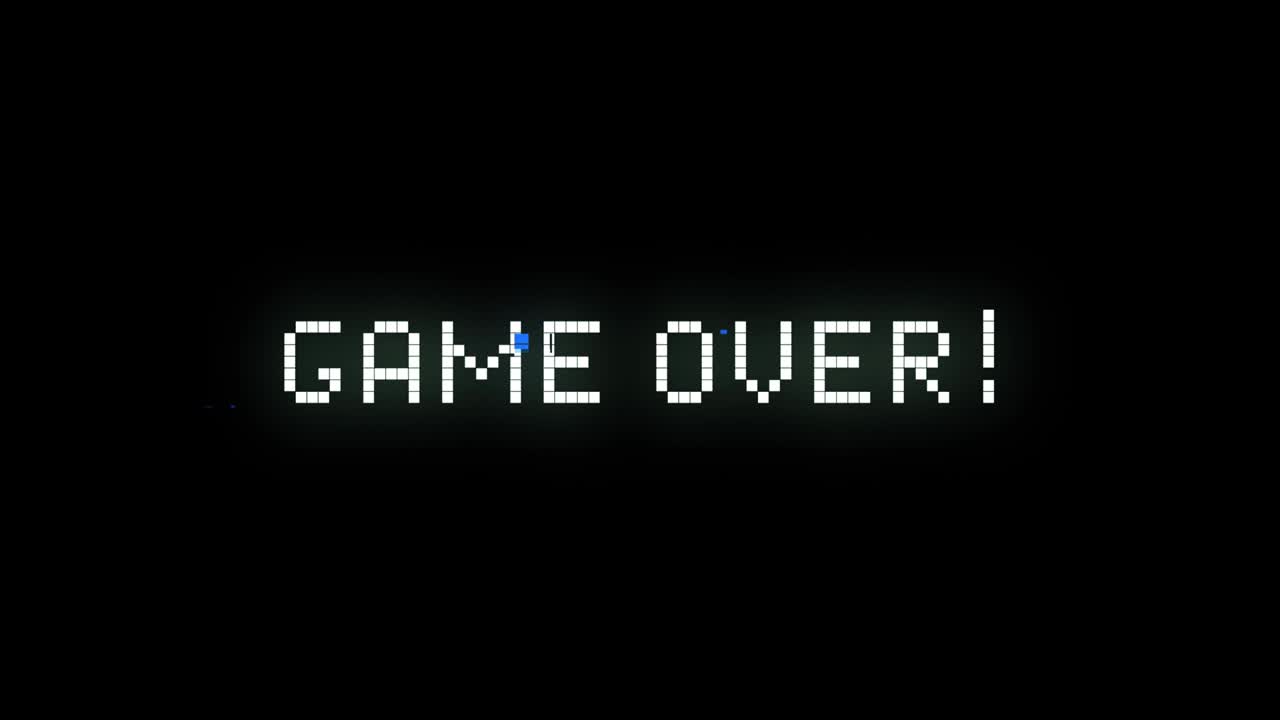 Game over text flickering against black background