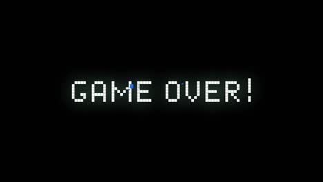 game over text flickering against black background