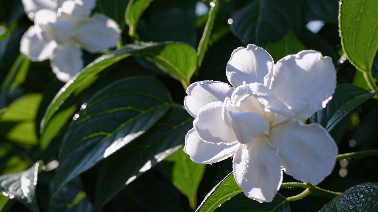 Flor de Gardênia Branca Florescendo na Luz do Sol da Manhã