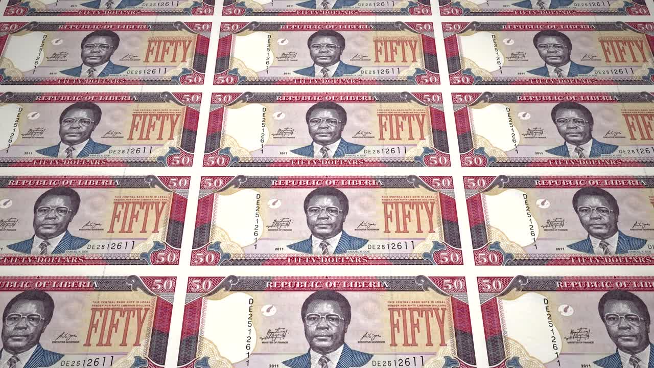 리베리아의 50 달러 지폐 리베리아 롤링, 현금, 루프