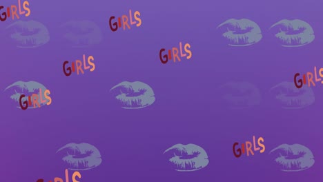 animation of girls texts on purple background