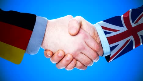germany - united kingdom / handshake concept animation about countries and politics / with matte channel