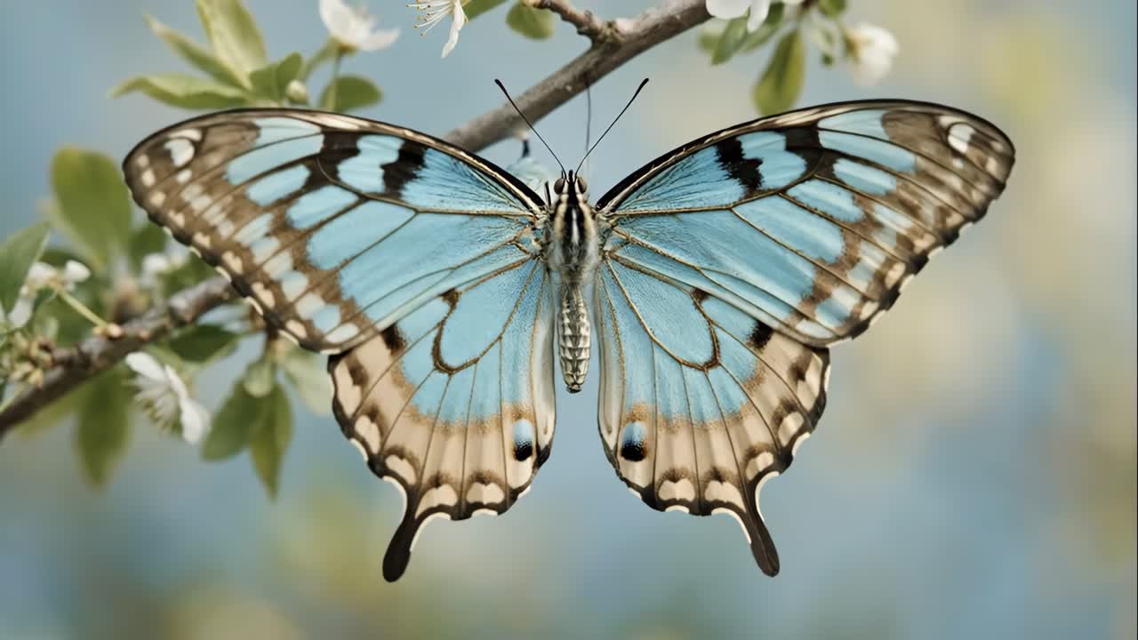 Farfalla che emerge dalla crisalide e apre le ali su un ramo