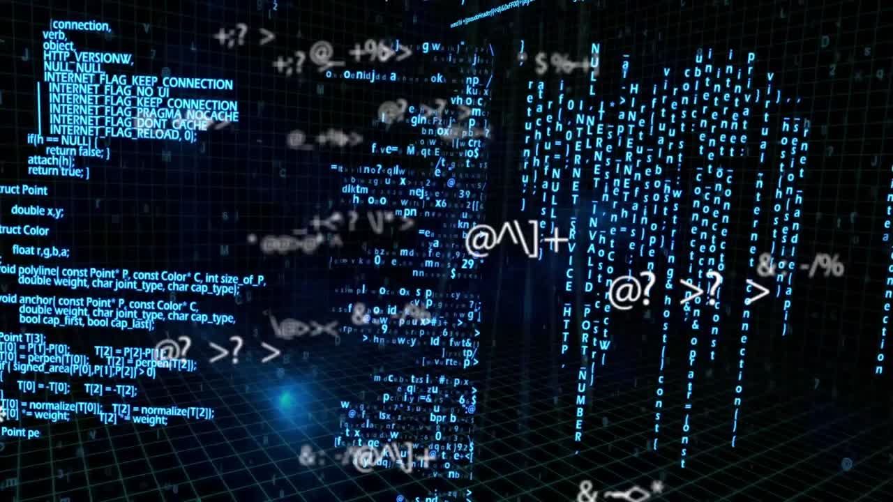 Animation of scientific data processing on black background