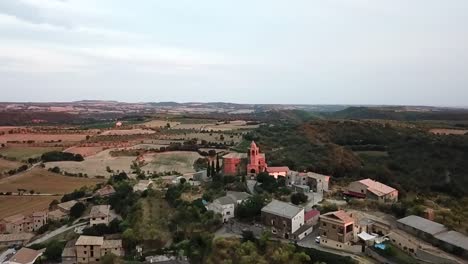 Sierra-de-guara-filmed-with-a-drone,-Spain-little-town