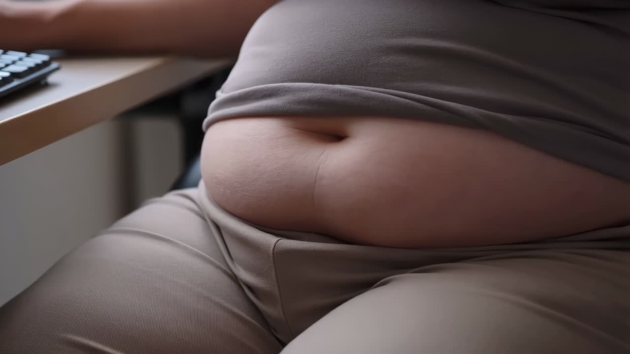 Overweight Person Sitting at Desk