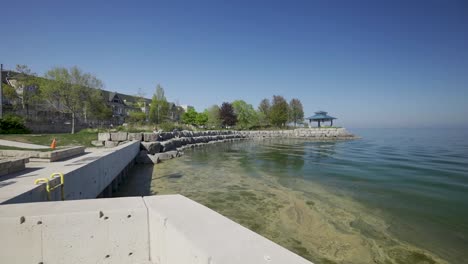 walking along the lakeshore of lake ontario in mississauga on a sunny summer day