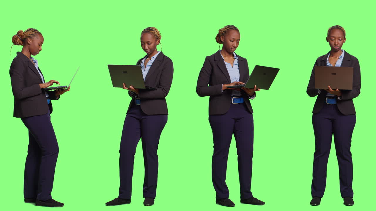 Empresária afro-americana trabalhando no laptop