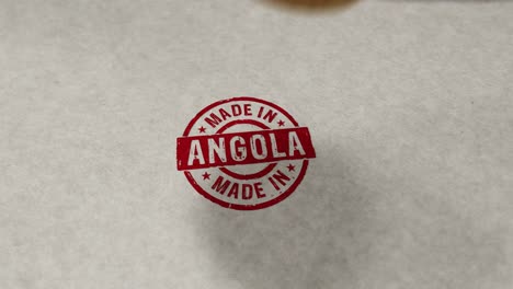 hecho en angola sello y animación de bucle de estampado