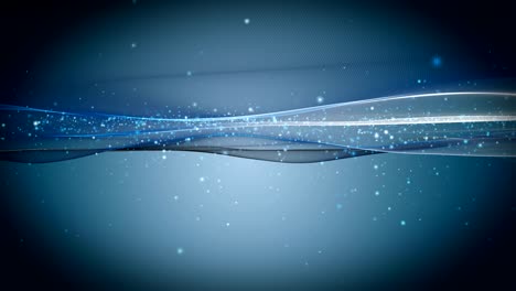 animación futurista con objeto de onda y partículas de brillo en cámara lenta, 4096x2304 bucle 4k