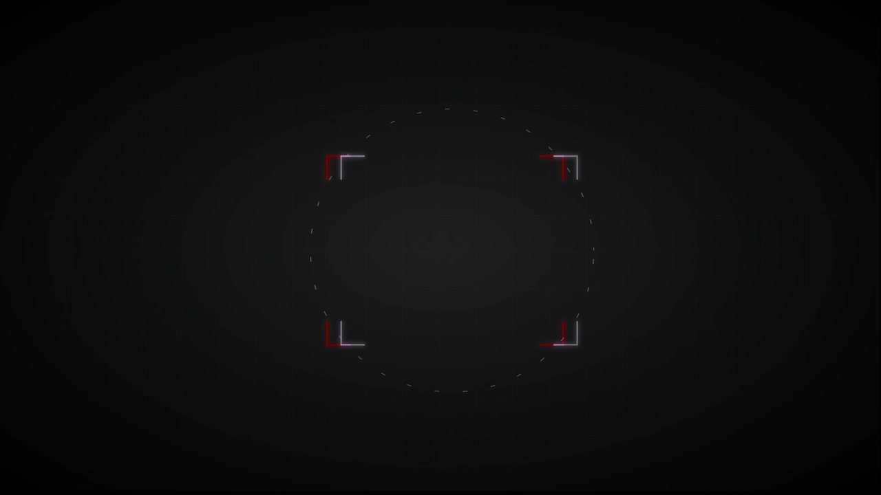 Animazione di reticolo di mira HUD digitale su sfondo scuro