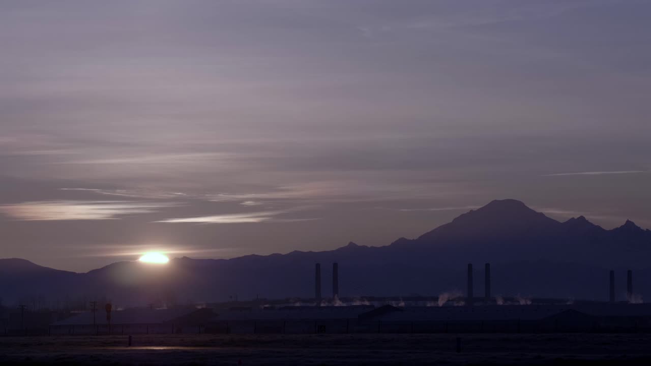 The Morning Sun Rises Over the Golden Ears Bridge in Metro Vancouver, British Columbia, Canada - Wide Shot