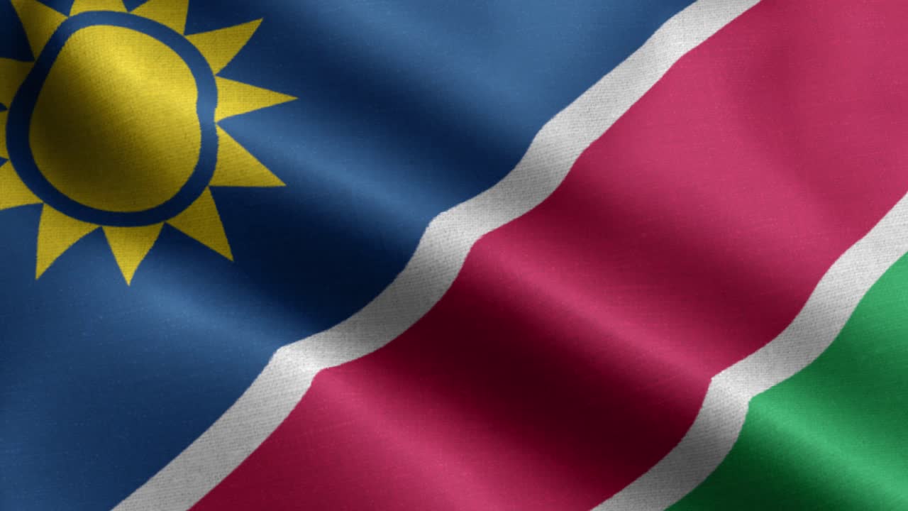 primer plano ondeando lazo 4k bandera nacional de namibia