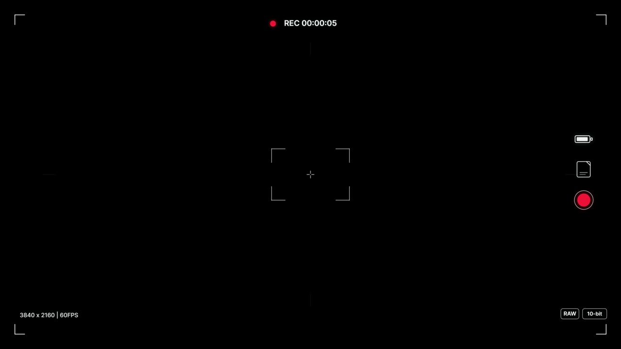 Digital Camera Recording Interface Overlay on Black Background