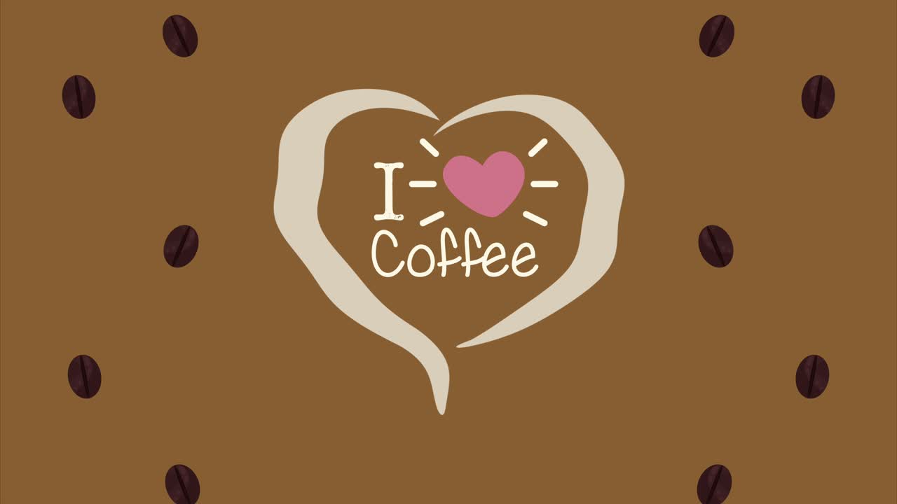i love coffee lettering in heart animation