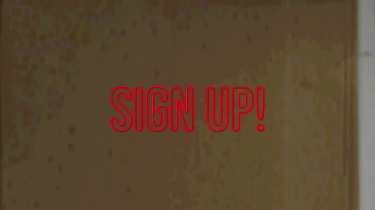 animación digital de un letrero rojo neón contra un fondo de madera texturizado