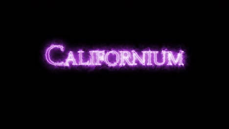 californio, elemento químico, escrito con fuego. bucle