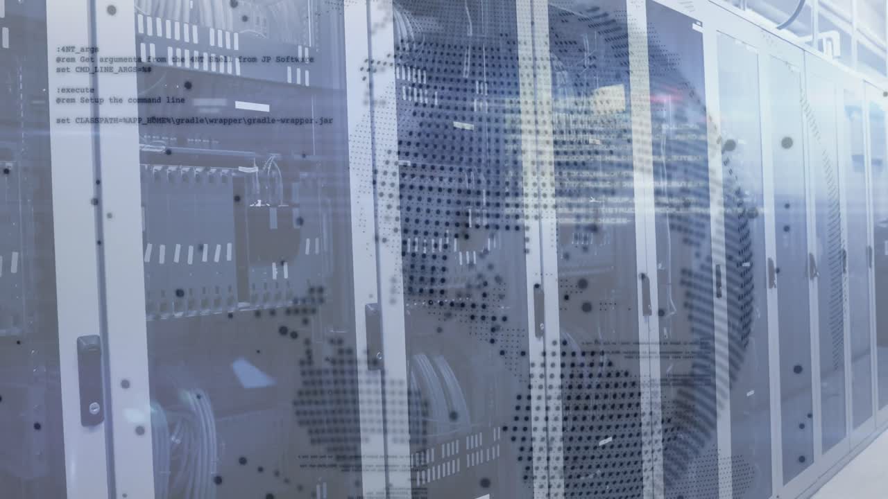 Animation of data processing over server room