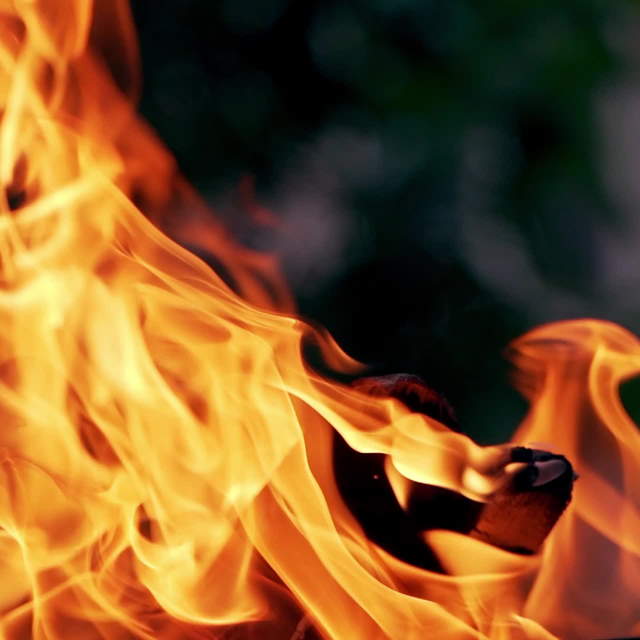 Burning wood for barbecue