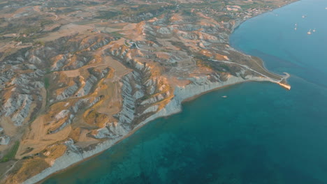 aerial view of coastal cliffs and sea