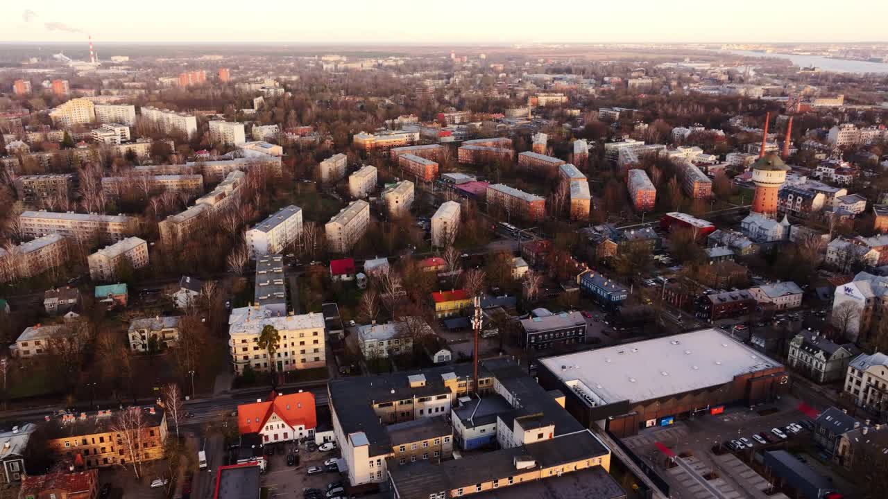 Autumn sunrise lights up Soviet blocks in Riga’s historic Agenskalns area