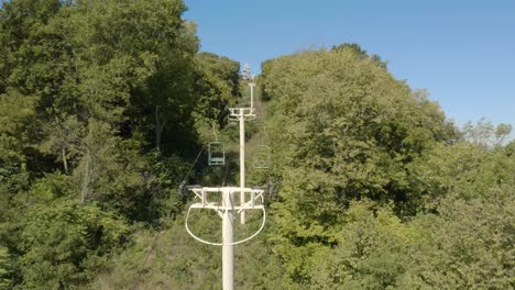 aerial footage of an old abandoned sight seeing chair lift. 4k footage