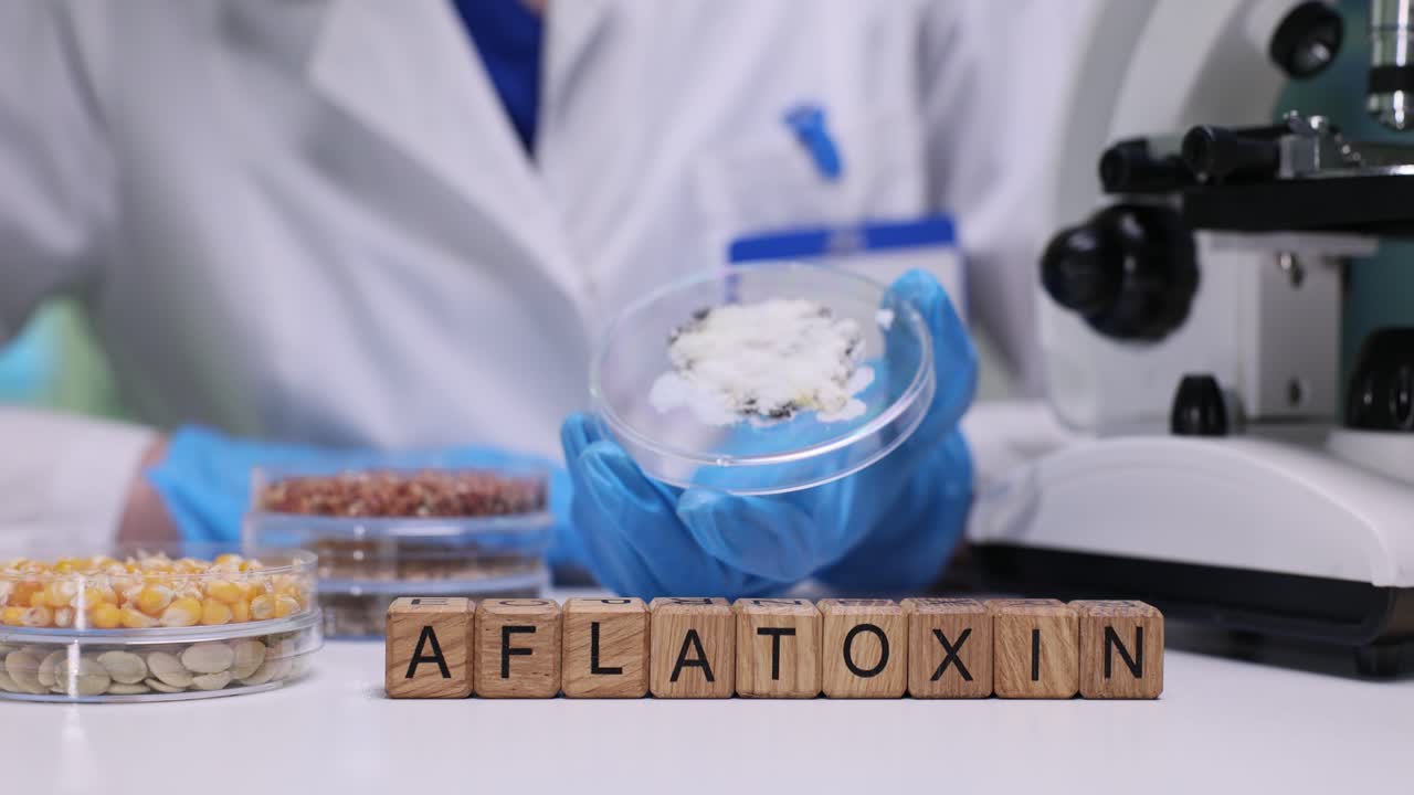 Un trabajador de laboratorio sostiene una placa de Petri con una muestra visible de hongo