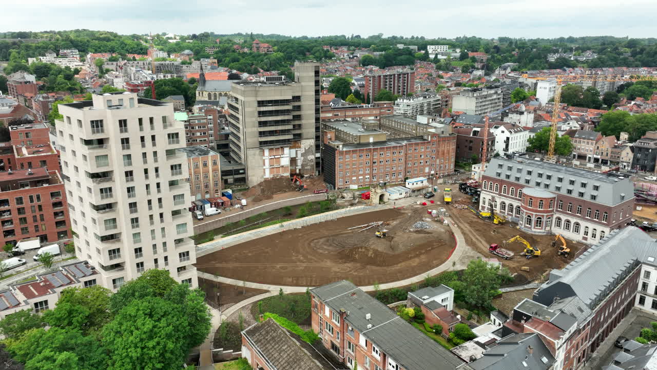 Construction Site of Hertogensite in Leuven, Belgium, Aerial View 2025
