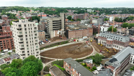 construction site of hertogensite in leuven, belgium, aerial view 2025
