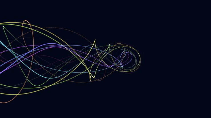 Farbenfrohe Linien bilden ein faszinierendes Kreismuster auf dunklem Hintergrund