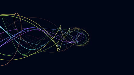 las líneas de colores vibrantes forman un patrón circular hipnotizante sobre un fondo oscuro.