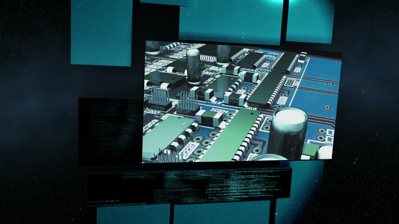 컴퓨터 회로판을 드러내는 화면