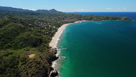 Aerial-view-of-Nayarit-coastline,-Sayulita-Mexico