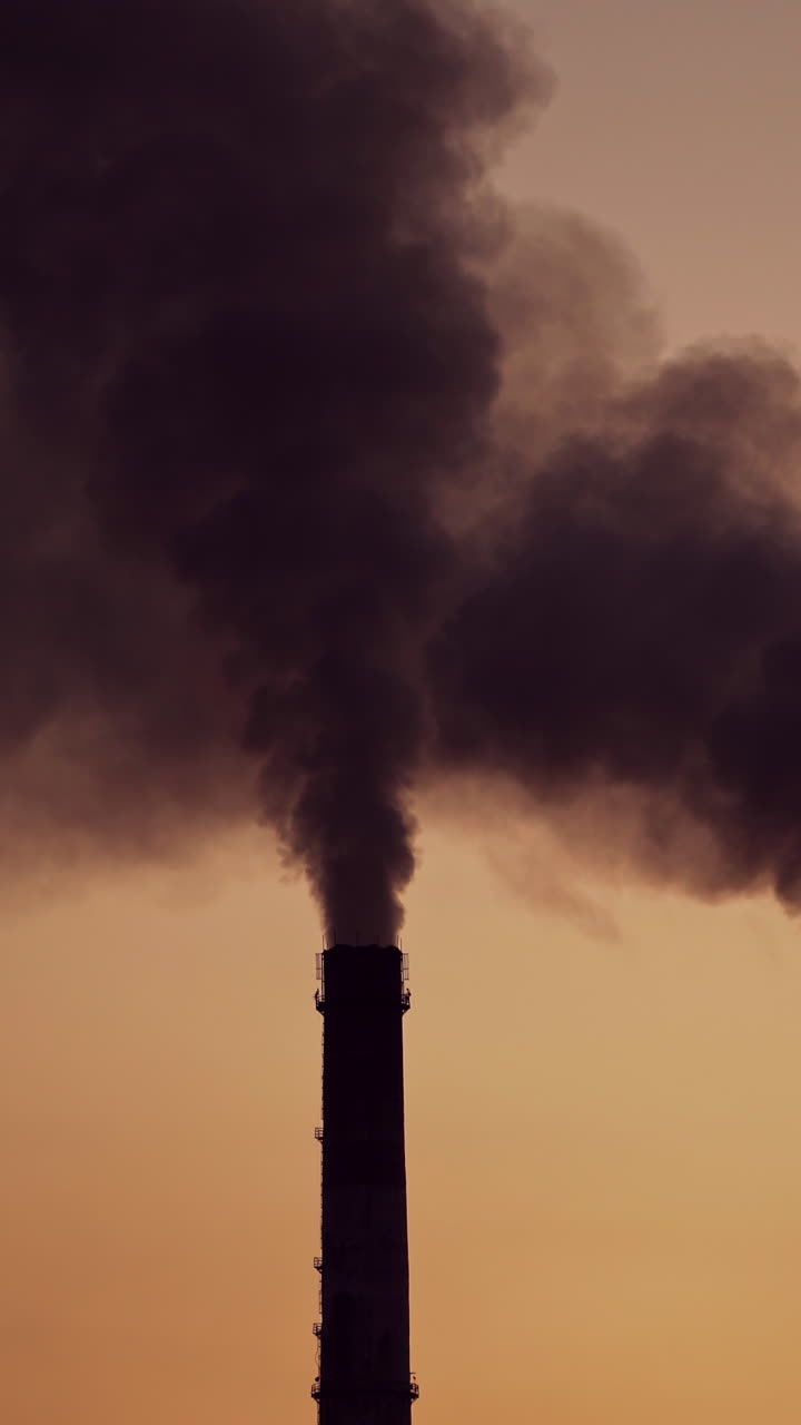 Smoking industrial pipes. Industrial smoke stack of coal power plant