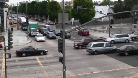 traffic drives through a intersection