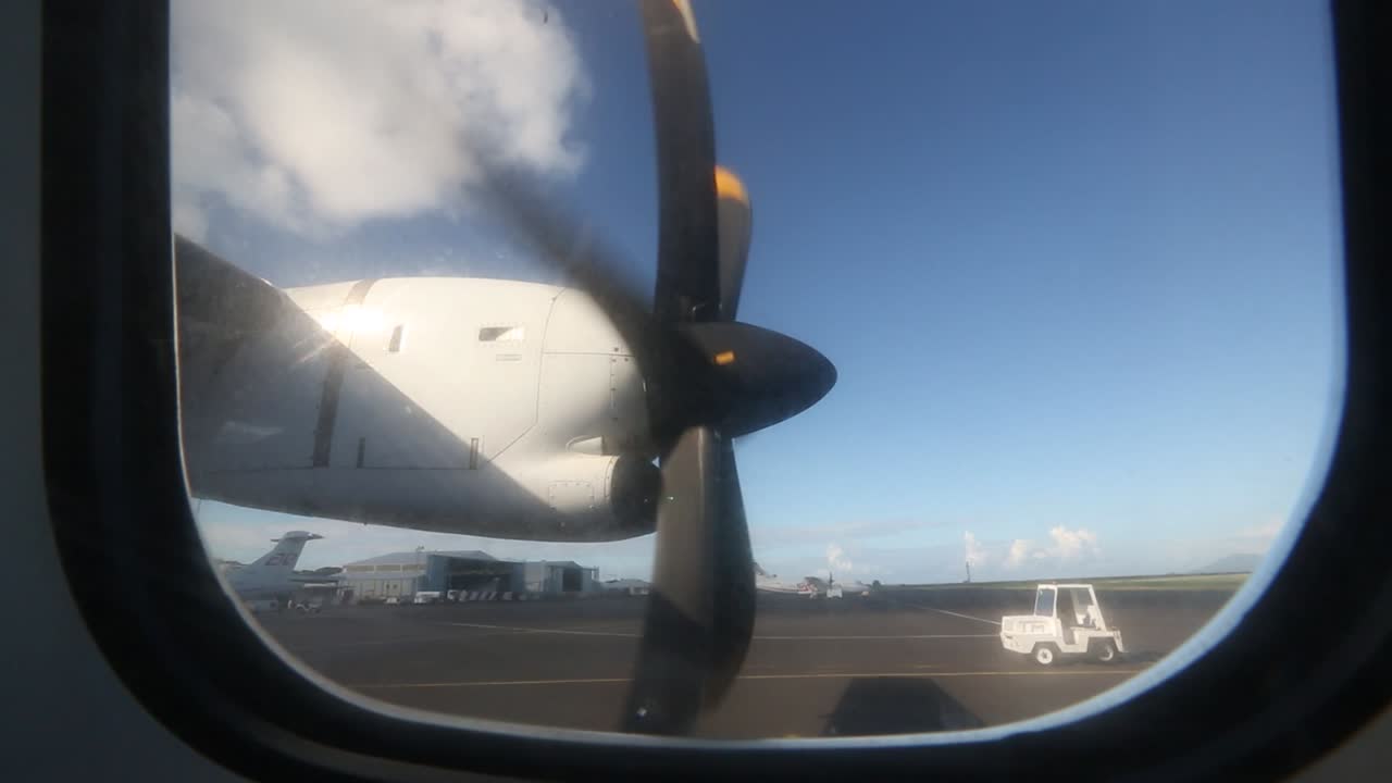 Plane propeller starts just to begin amazing journey.