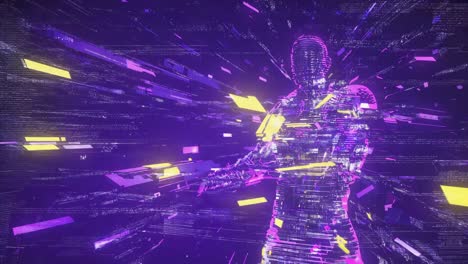 holographic digital humanoid in futuristic cyber space