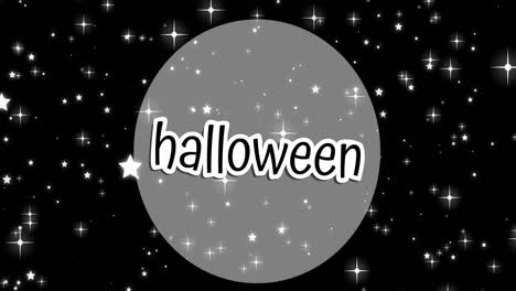 Animation-Von-Halloween-Text-über-Dem-Nachthimmel