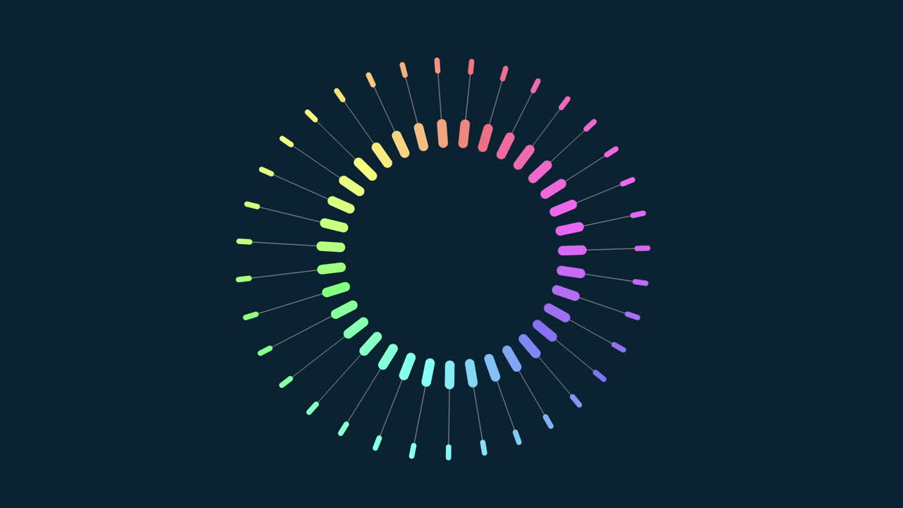 movimiento digital de neón círculos coloridos con brillos en la galaxia oscura