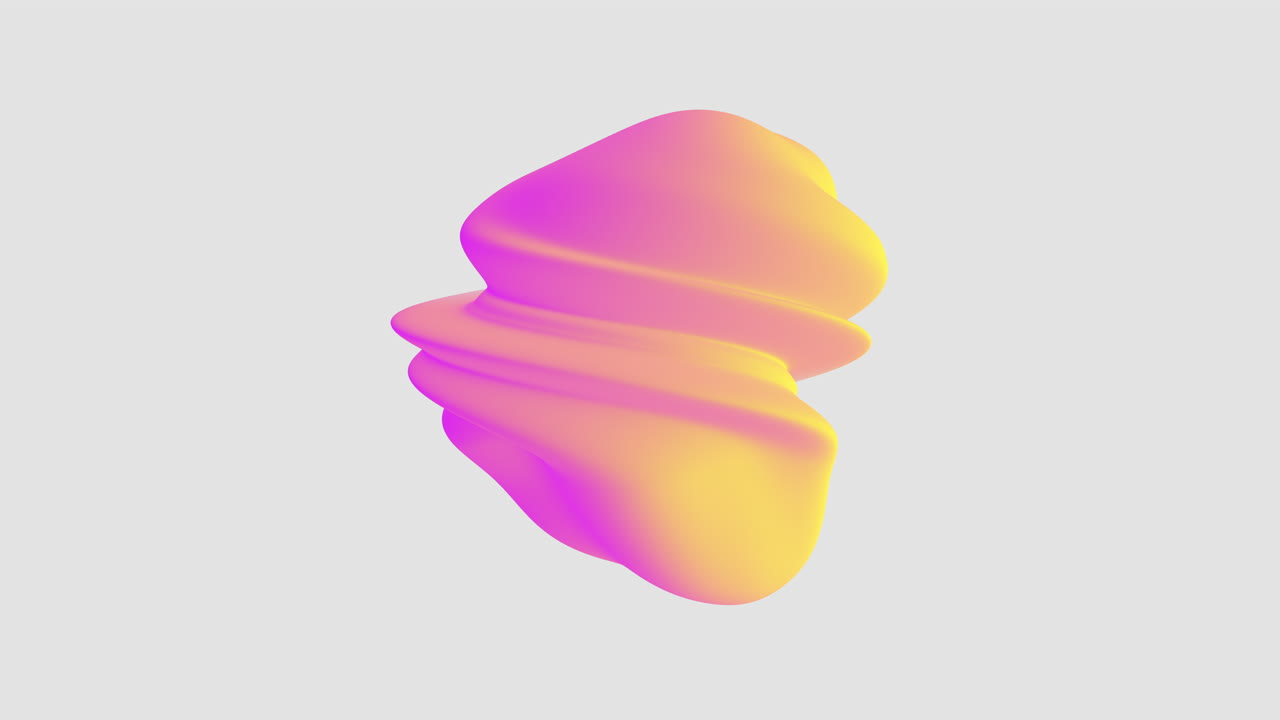 Liquid and flowing colorful geometric form on white gradient