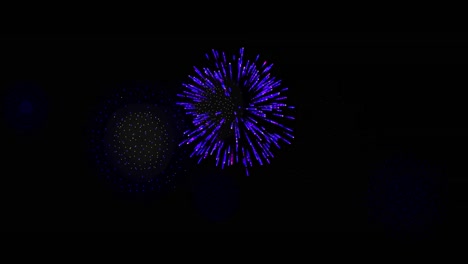 animation of moving shapes and fireworks over black background