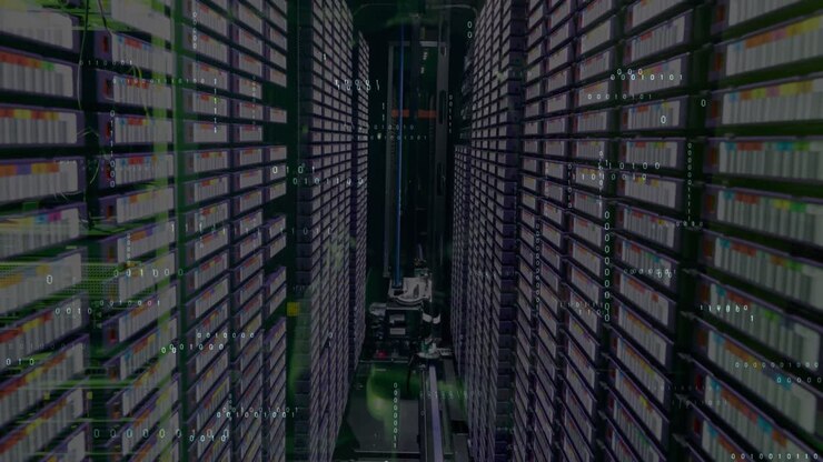 Animation of data processing over server room