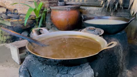 the process of making brown sugar or gula jawa