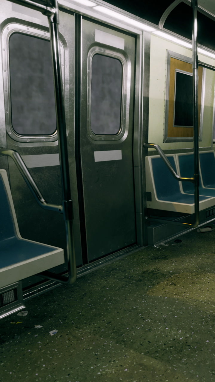 Quiet moments in a deserted subway train station during late night