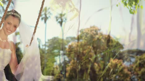 bride sitting in a swing