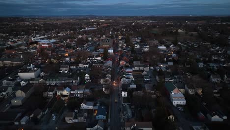 High-aerial-shot-of-town-in-America