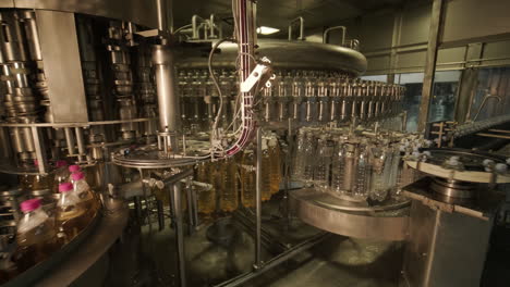 automated beverage bottling line in a food processing plant
