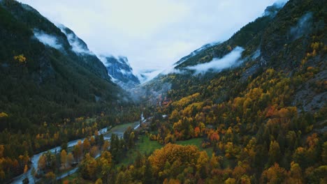 autumn mountain valley in france during the autumn season